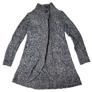 Prana mohair blend mix knit button down grey high neck sweater